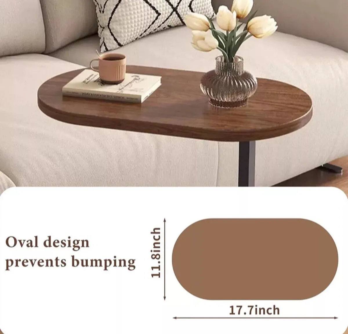 Black C Shaped Compact Sofa Side Coffee Table NEW - Image 3