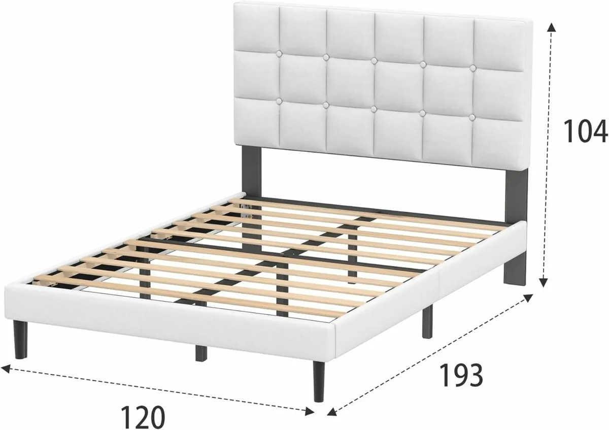Double Bed Frame, Easy Assembly 120×190cm - Image 3
