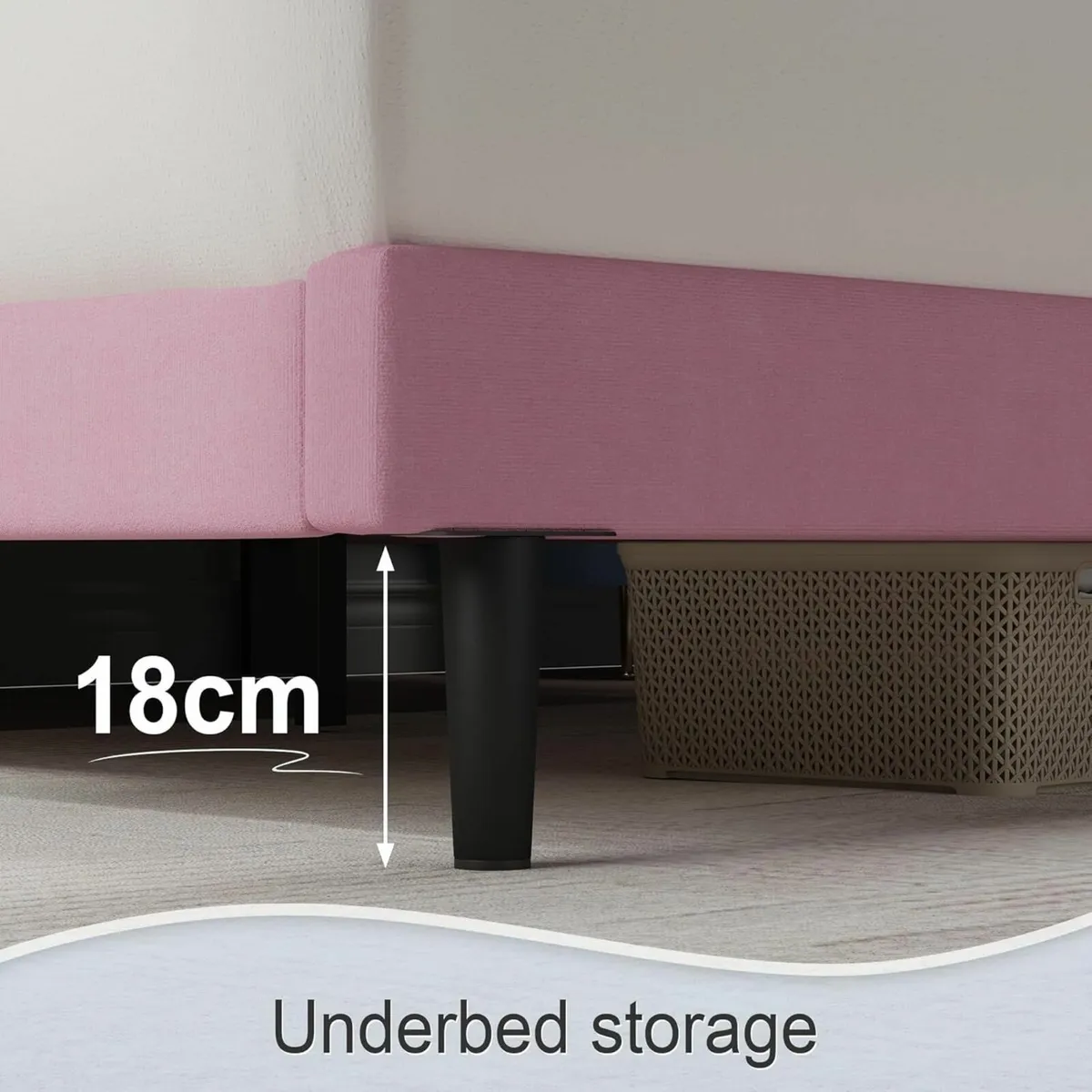 Double Bed Frame Pink Headboard 135×190cm - Image 4