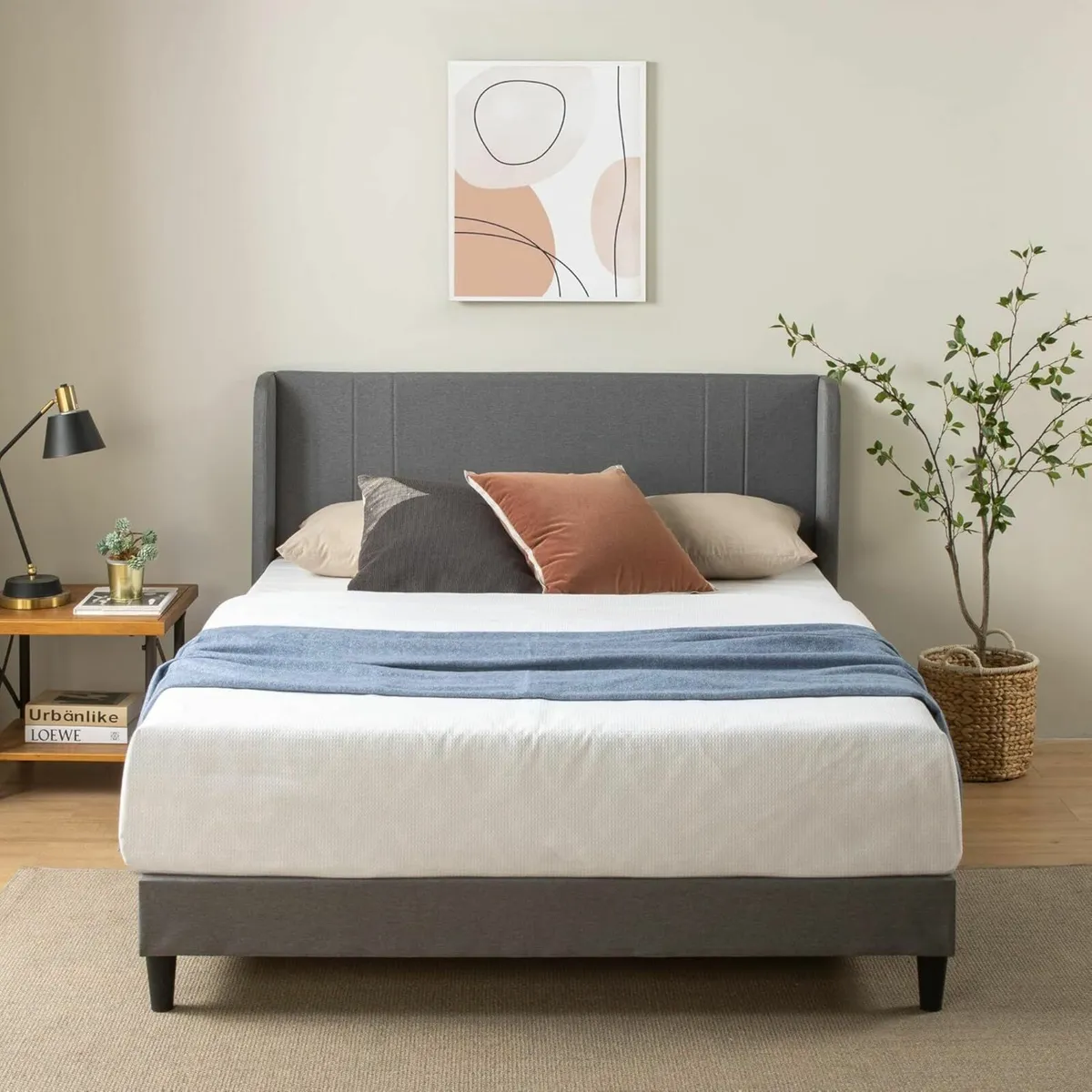 Double Bed frame Upholstered Headboard 135x190 cm - Image 3