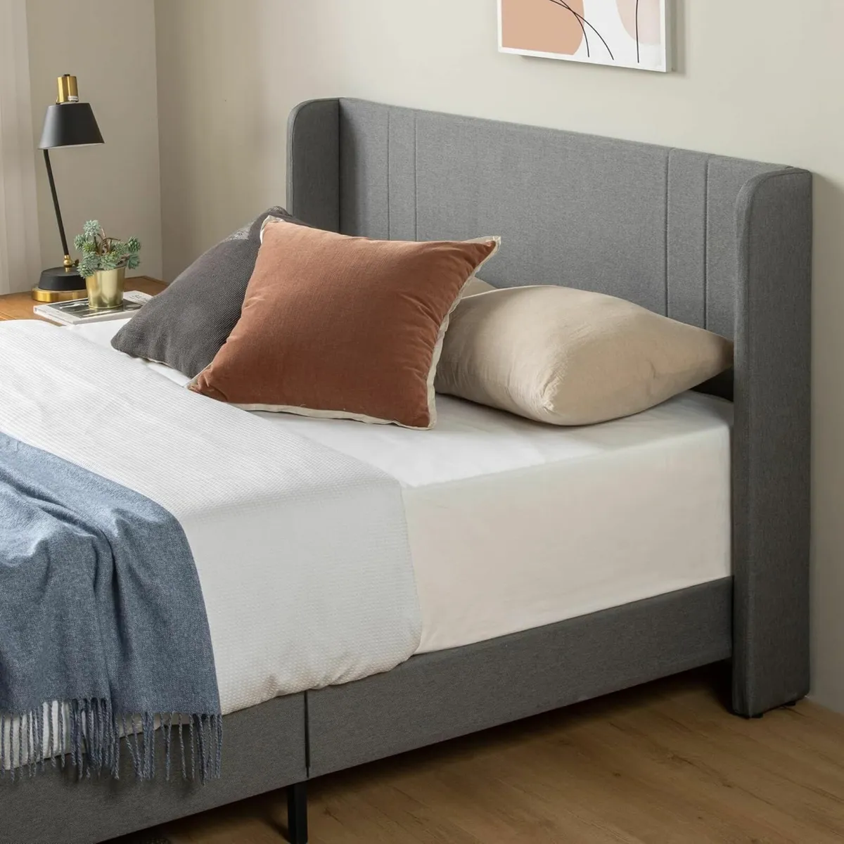 Double Bed frame Upholstered Headboard 135x190 cm - Image 2