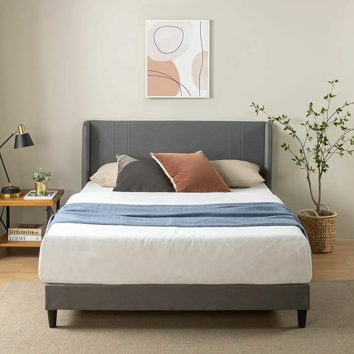Double Bed frame Upholstered Headboard 135x190 cm - Image 1