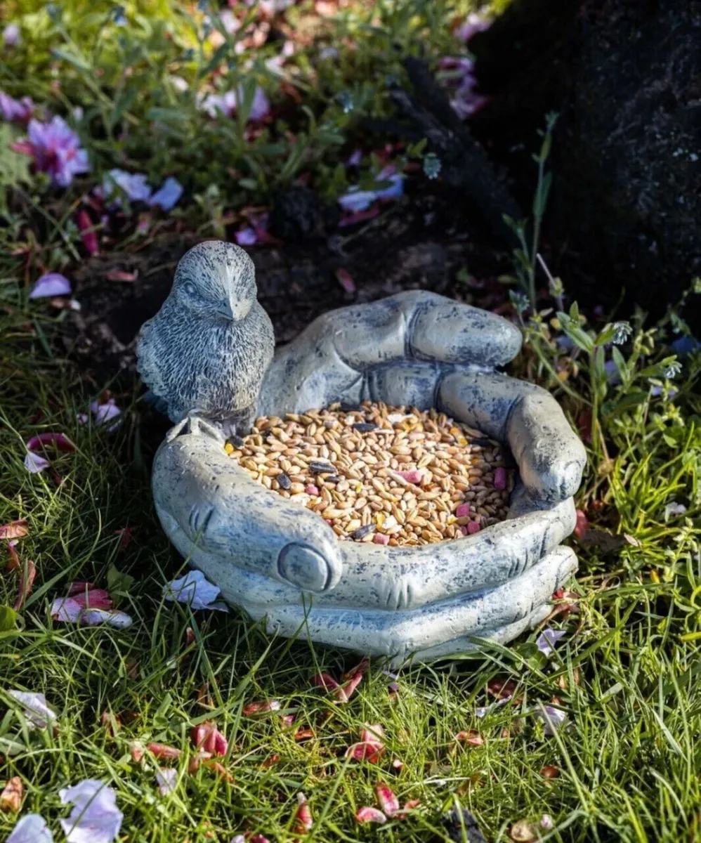Hands Bird Feeder Bird on Hands Feeder Garden NEW - Image 1