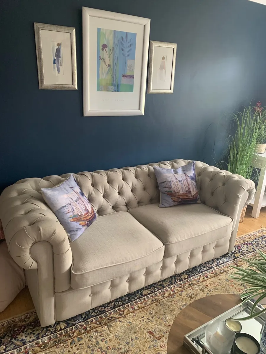 Beige couch and two armchairs for sale. Perfect - Image 1