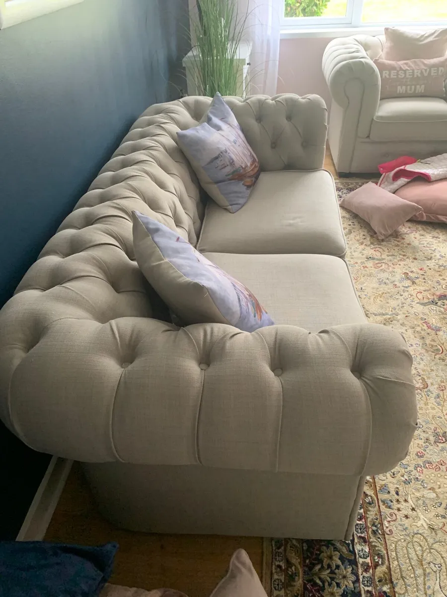 Beige couch and two armchairs for sale. Perfect - Image 4