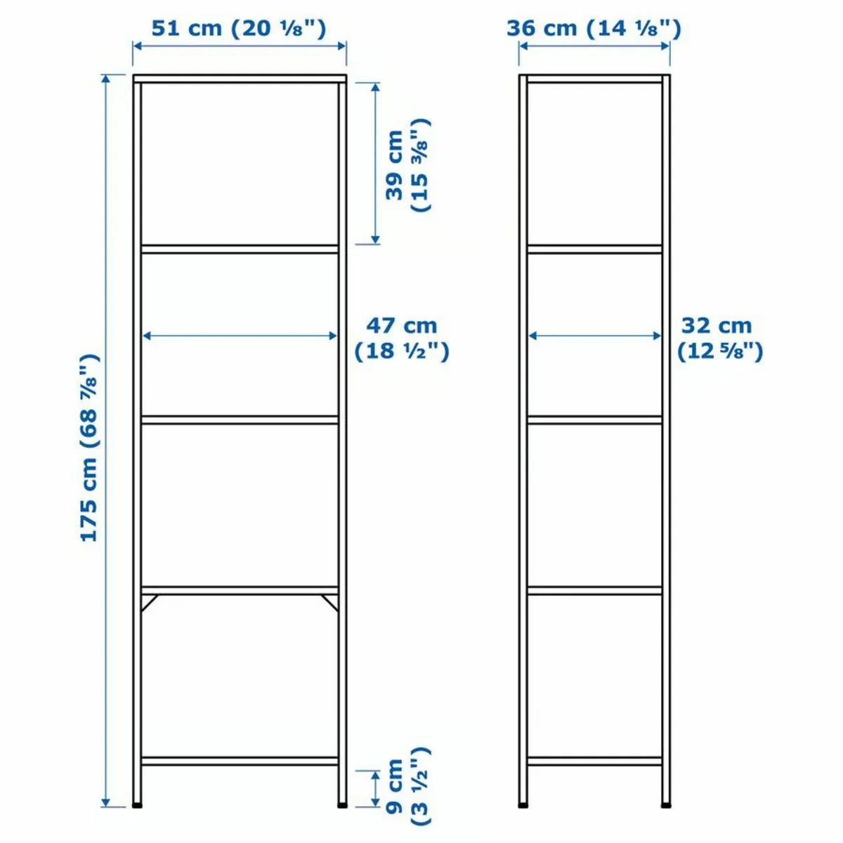 Shelving unit, black-brown/glass, 51x175 cm - Image 2