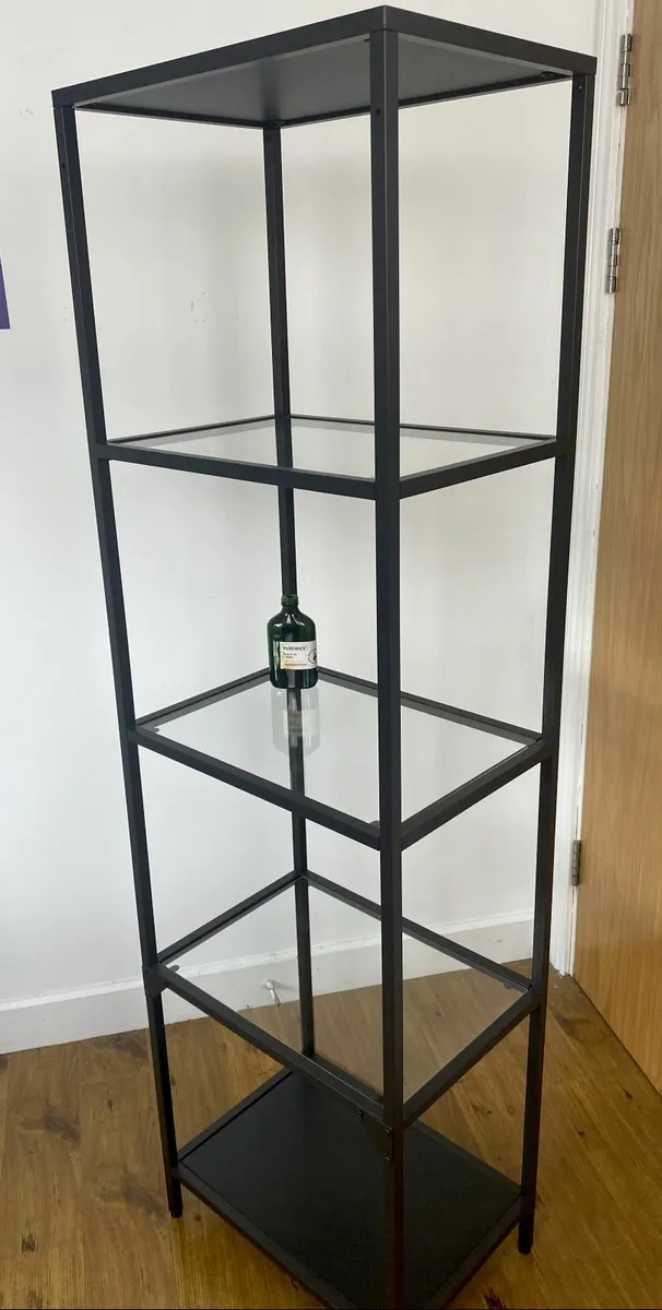 Shelving unit, black-brown/glass, 51x175 cm - Image 3