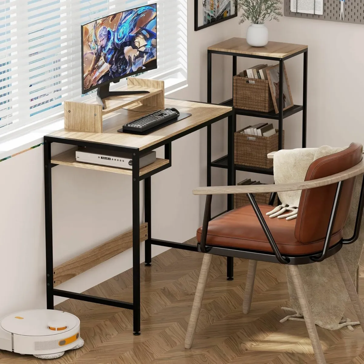 Gaming Computer Office Desk 80x42cm Storage Shelf - Image 2