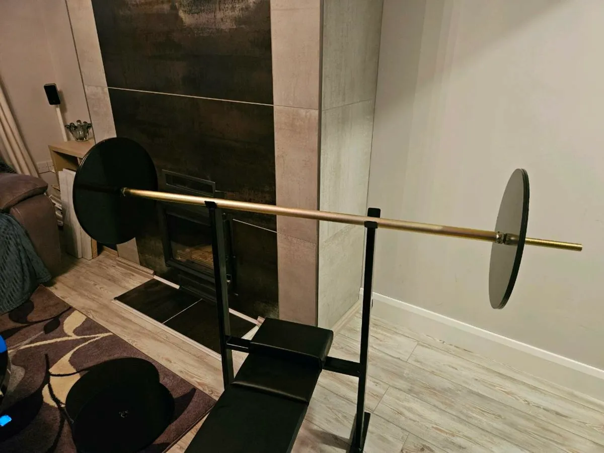 Bench, bar and weights - Image 1