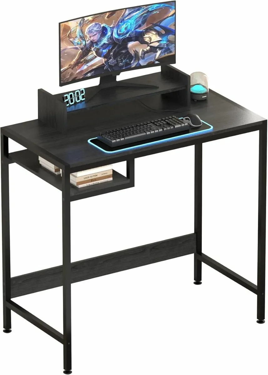 Gaming Computer Desk Office 80x42cm Storage Shelf - Image 1