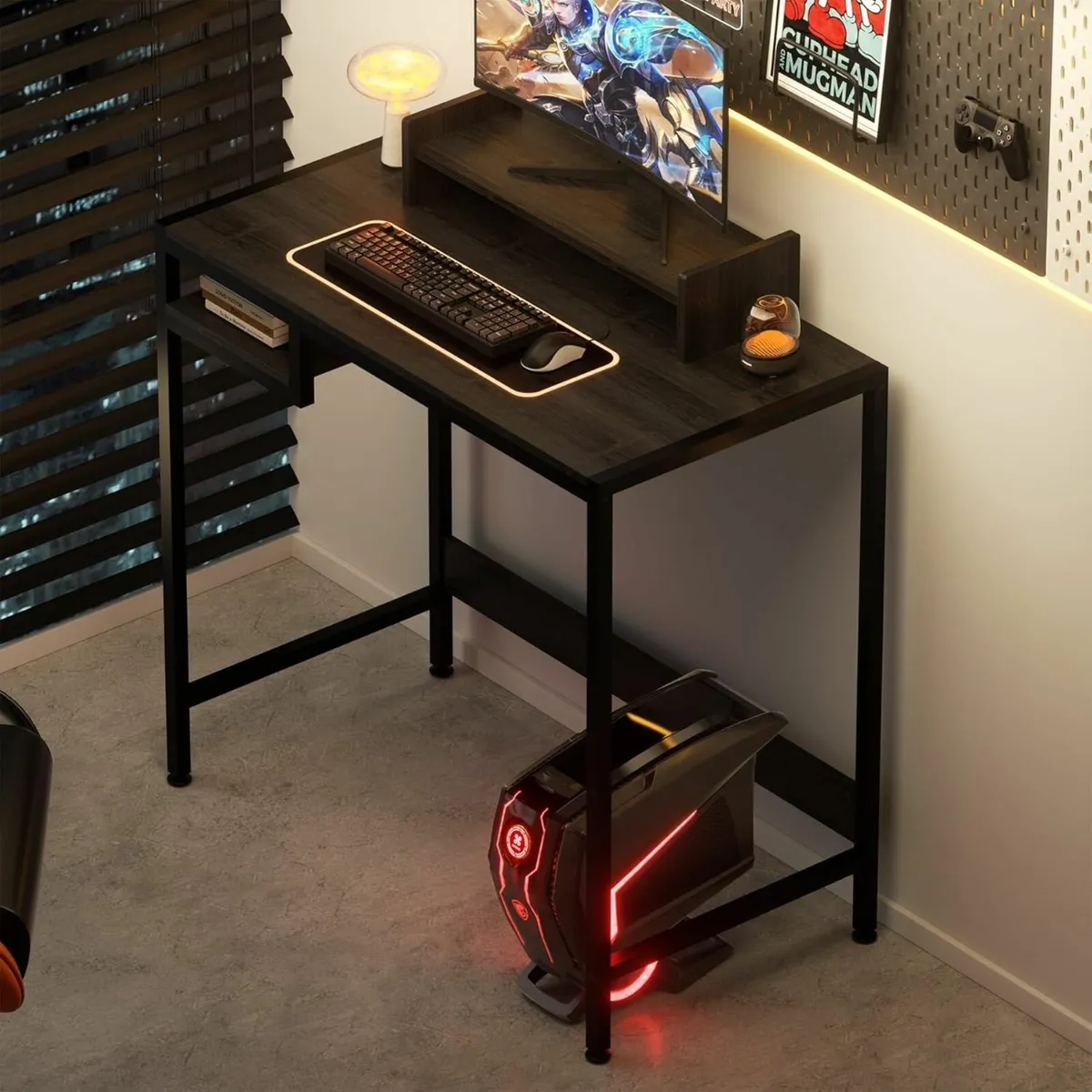 Gaming Computer Desk Office 80x42cm Storage Shelf - Image 4