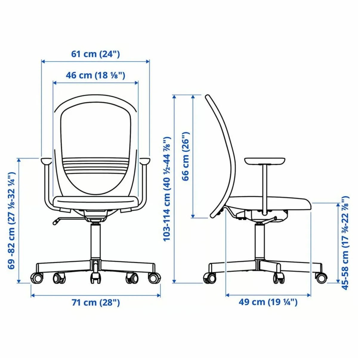Office chair with armrests, black - Image 2