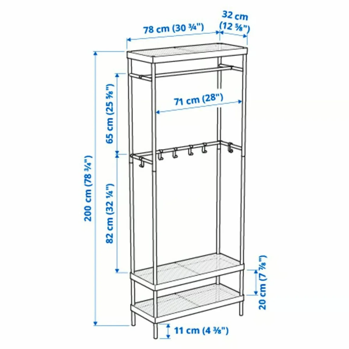 Coat rack with shoe storage and 10 hooks - Image 4