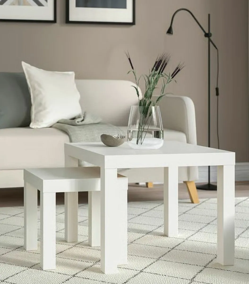 Side tables, white, 55x55 cm  and 35x35 cm - Image 1