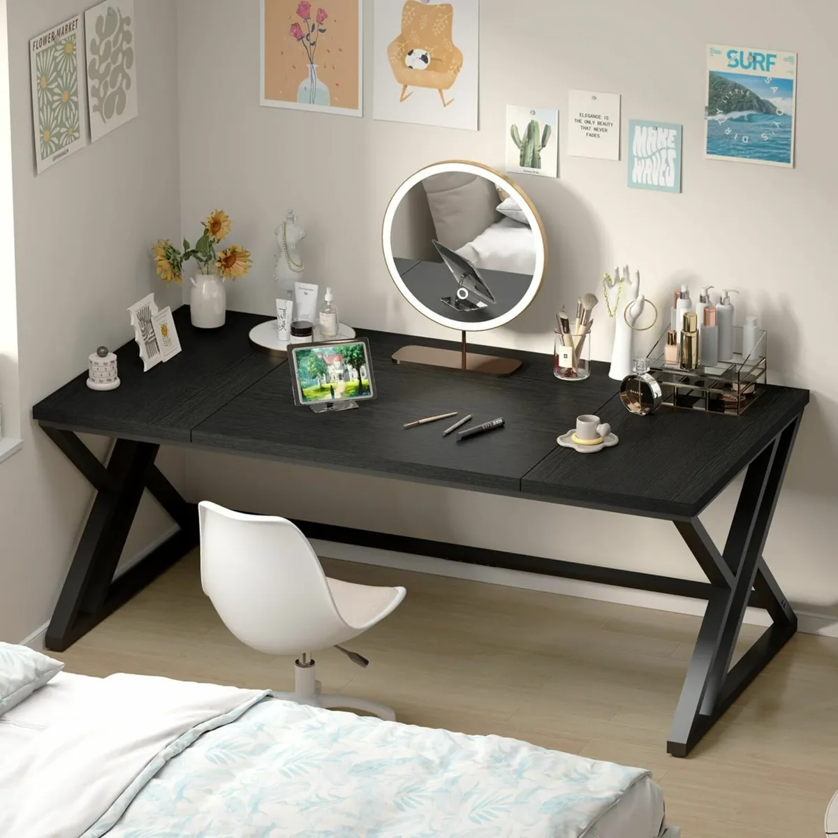 Large Black Computer Office Desk Gaming Work 180cm - Image 2