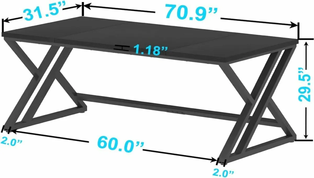 Large Black Computer Office Desk Gaming Work 180cm - Image 3