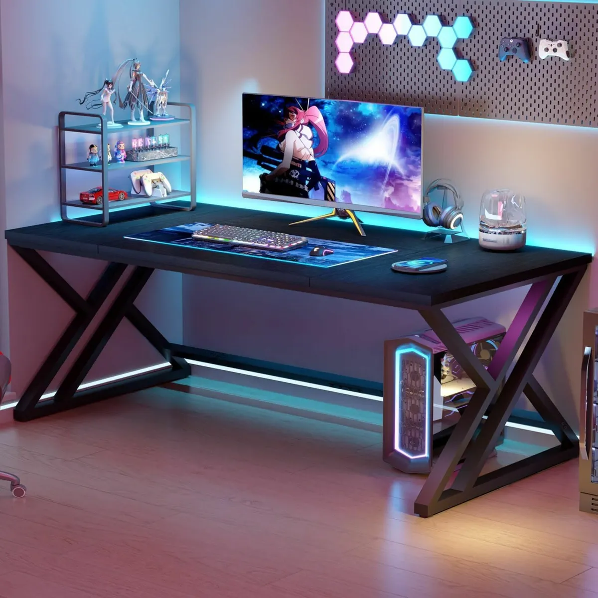 Large Black Computer Office Desk Gaming Work 180cm - Image 4