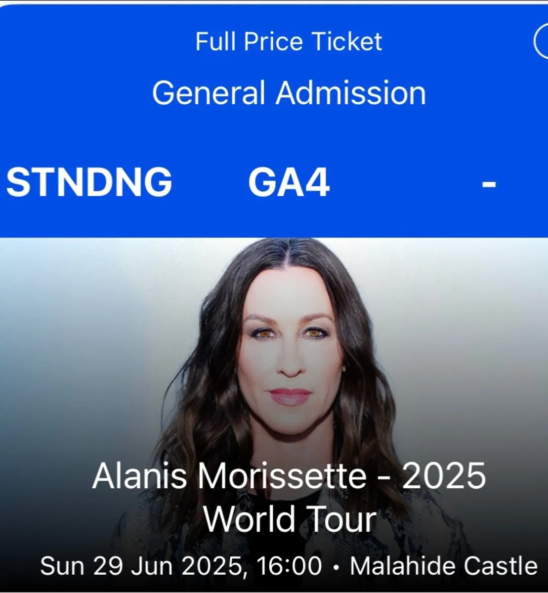 Alanis Morrisette 2 x Tickets €100 total - Image 2