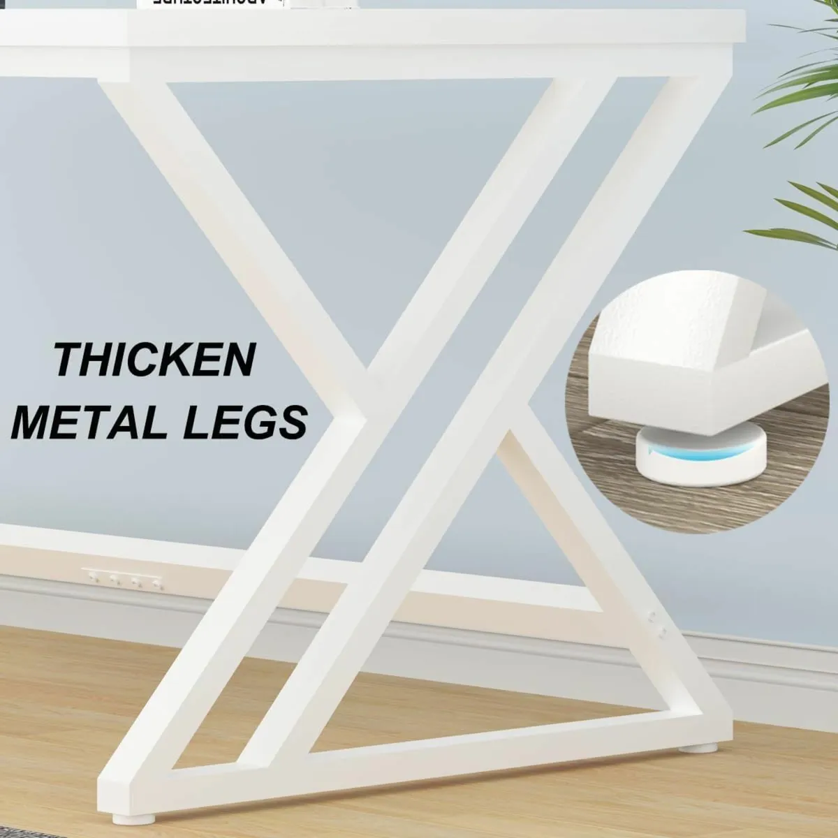White Long Modern Wood Metal Office Desk 180cm - Image 3