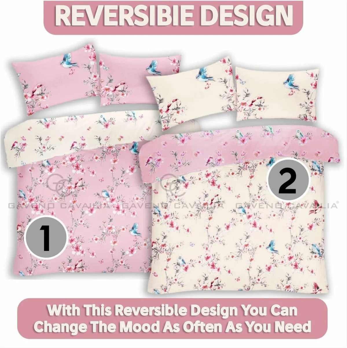 Single bed Duvet Cover Set Flower Bedding Pink - Image 4