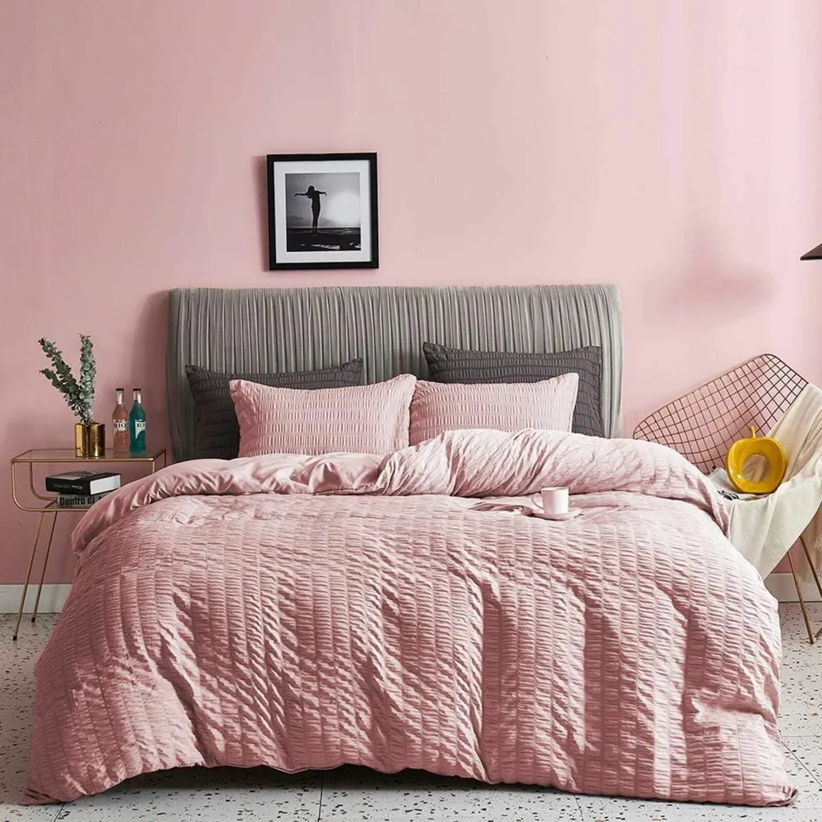 Duvet Cover set 100% Cotton Pink, Double bed - Image 3
