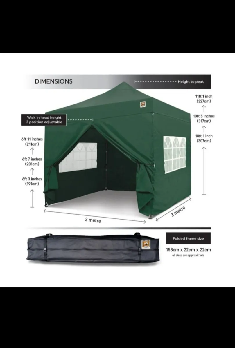 Gorilla Gazebo 3m x 3m Pop-Up Gazebo Green - Image 2