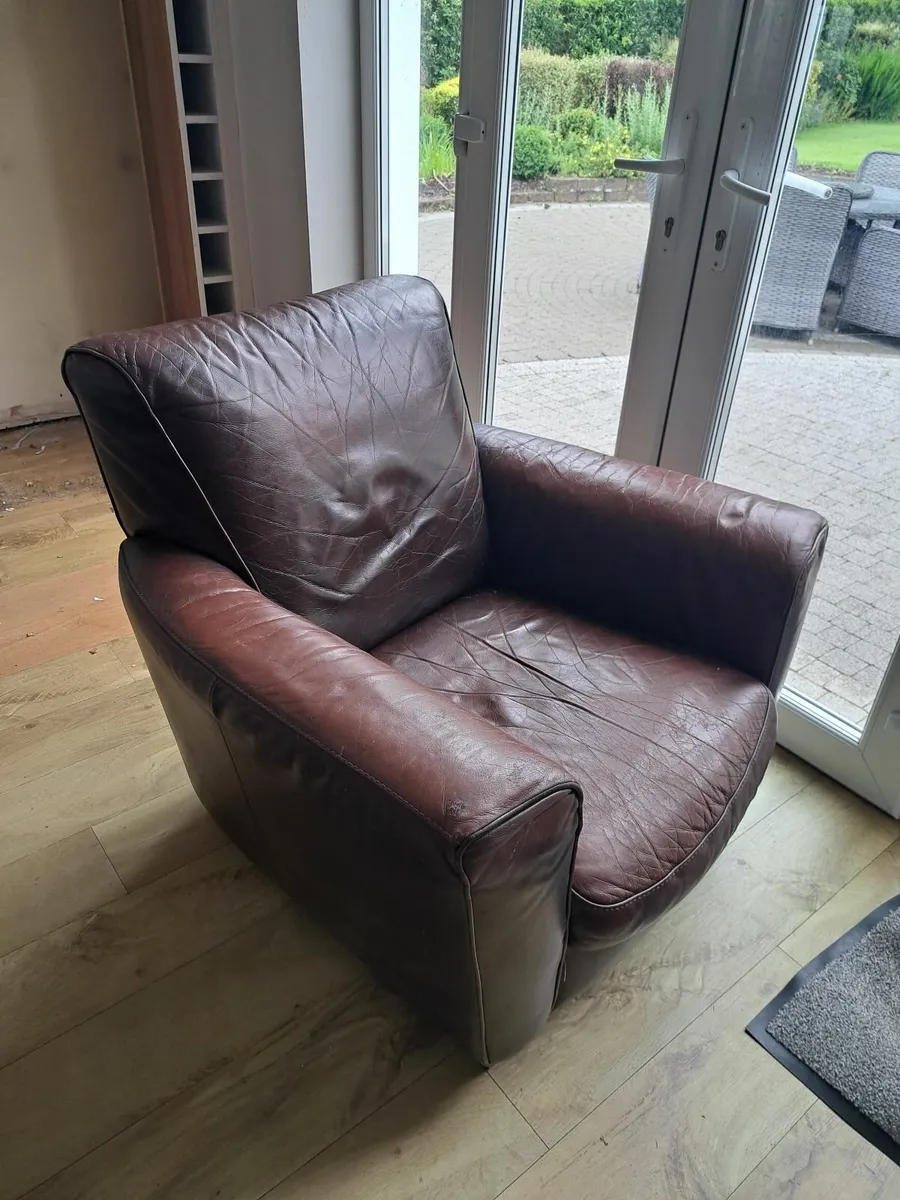 brown leather sofa - Image 2