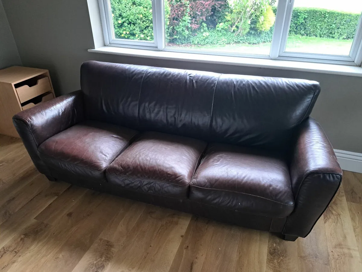 brown leather sofa - Image 1