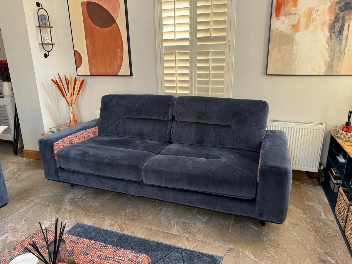 Navy couch and snuggled - Image 1