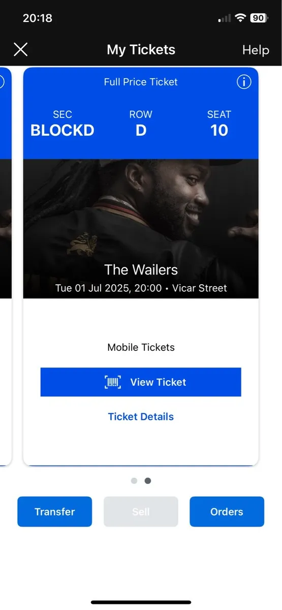 Tickets for the Wailers in Vickers street - Image 1