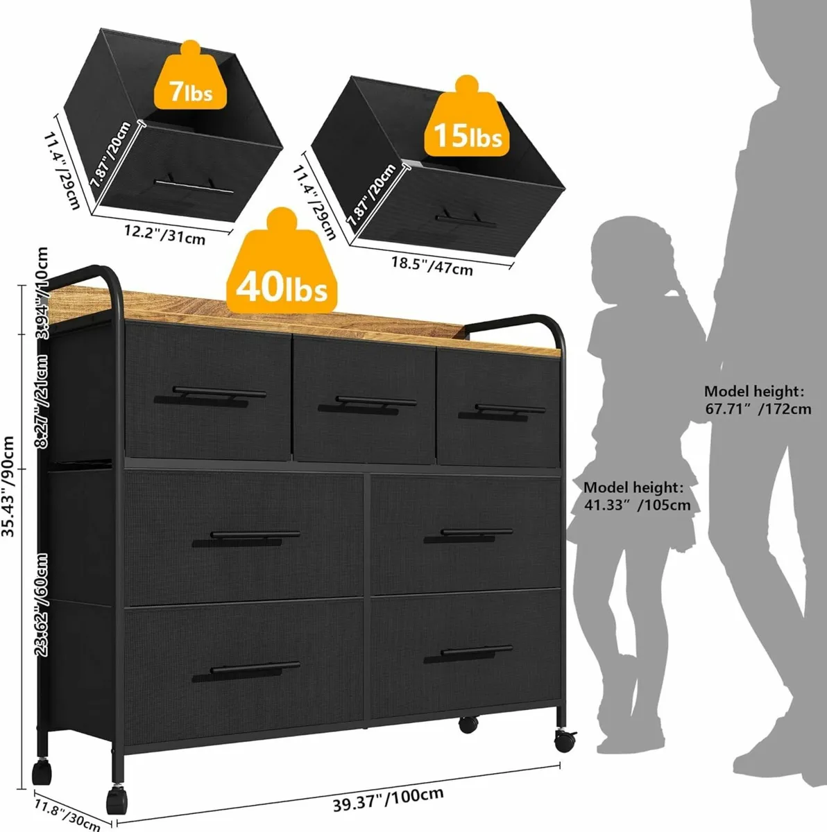 Bedroom Chest of Drawers7 Drawers Storage Tv stand - Image 2