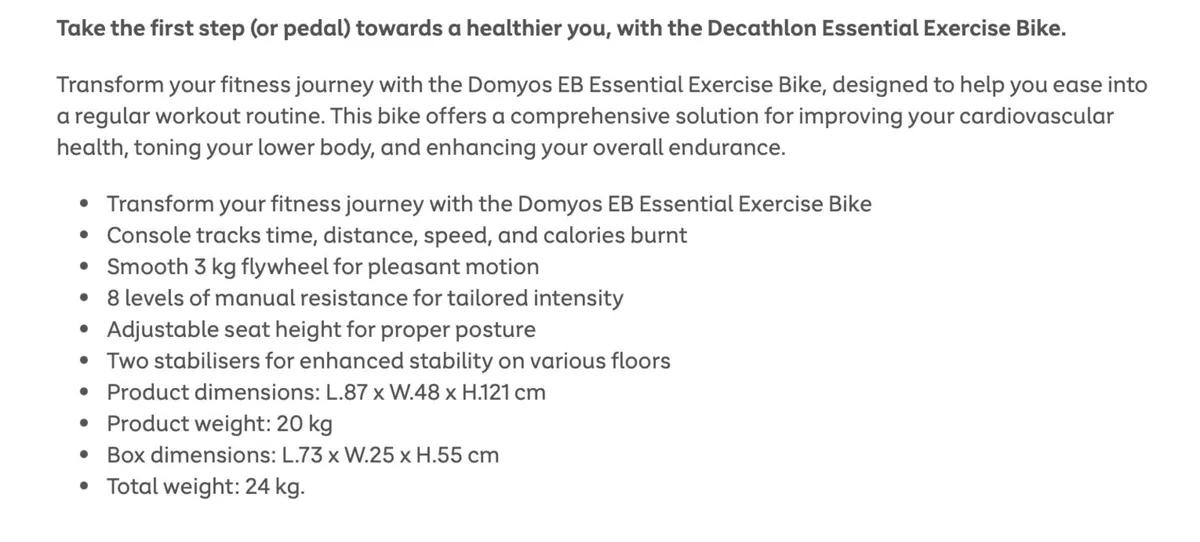Decathlon Essential Exercise Bike 03. Nearly new, - Image 3