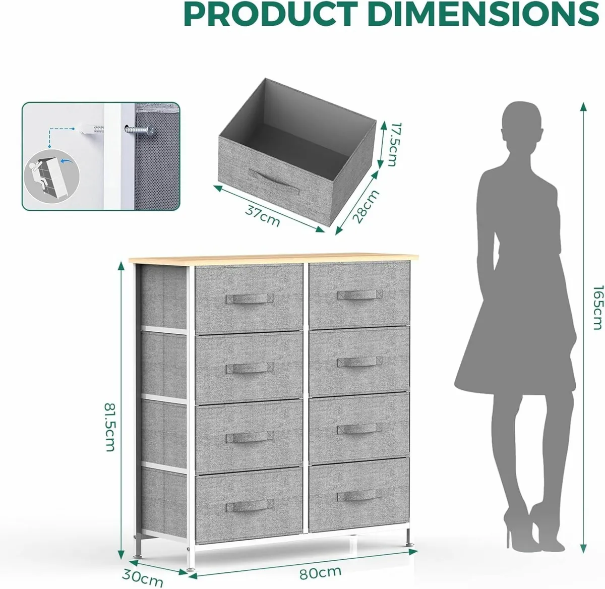 Chest of Drawers Fabric Storage Drawers 8 Units - Image 2
