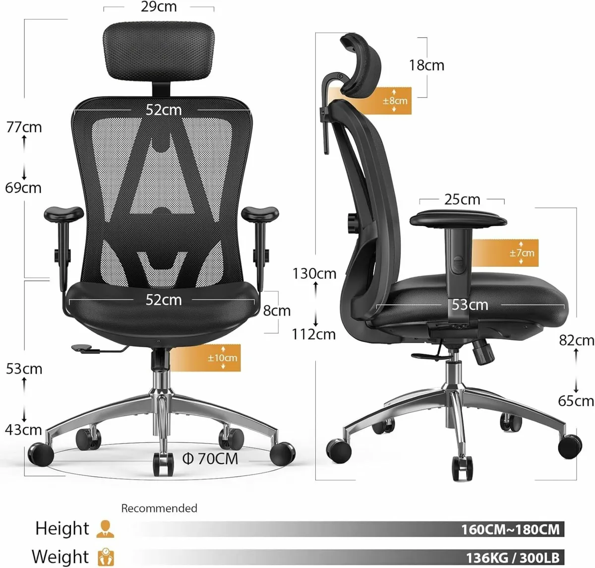 Ergonomic Office Chair Back Support 2D Armrest - Image 2