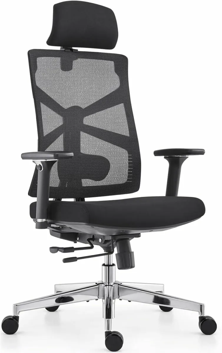 Black Ergonomic Office Chair Adaptive Backrest - Image 1