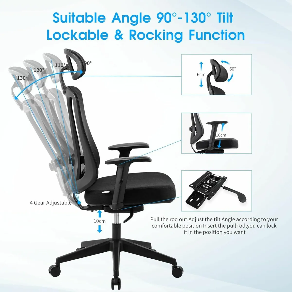Ergonomic Office Chair Adjustable Home Desk Chair - Image 4