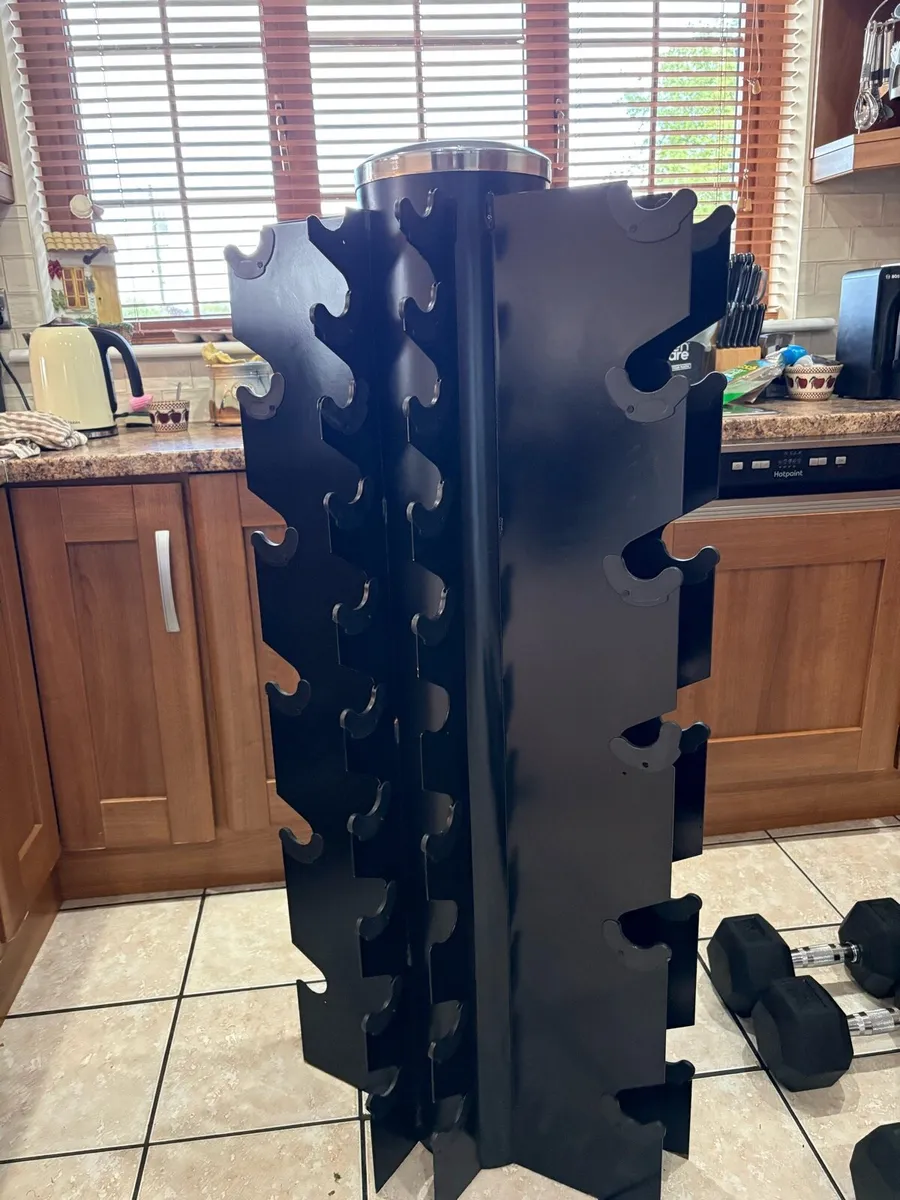 SUPER RUBBER HEX DUMBBELLS + 4 SUDED STAND!! - Image 4