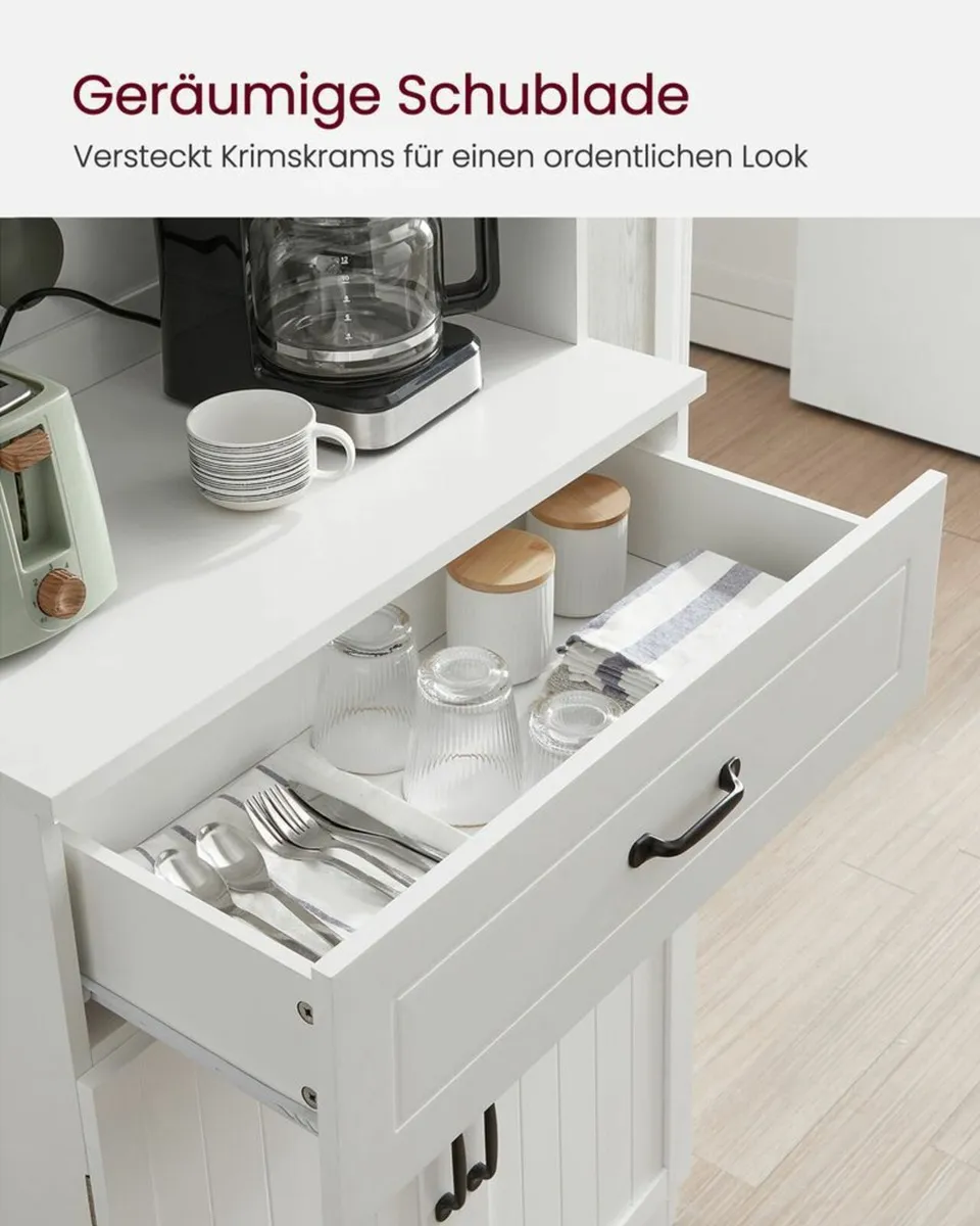 Tall Kitchen Storage Cabinet with Drawer and Upper - Image 3