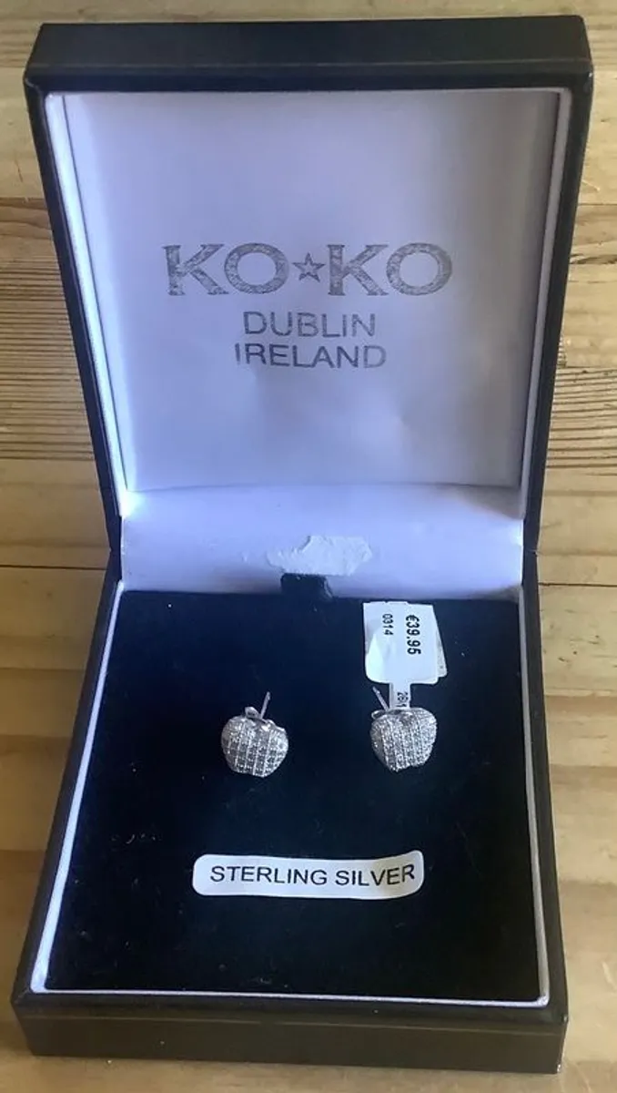 Brand new silver apple earrings - Image 1