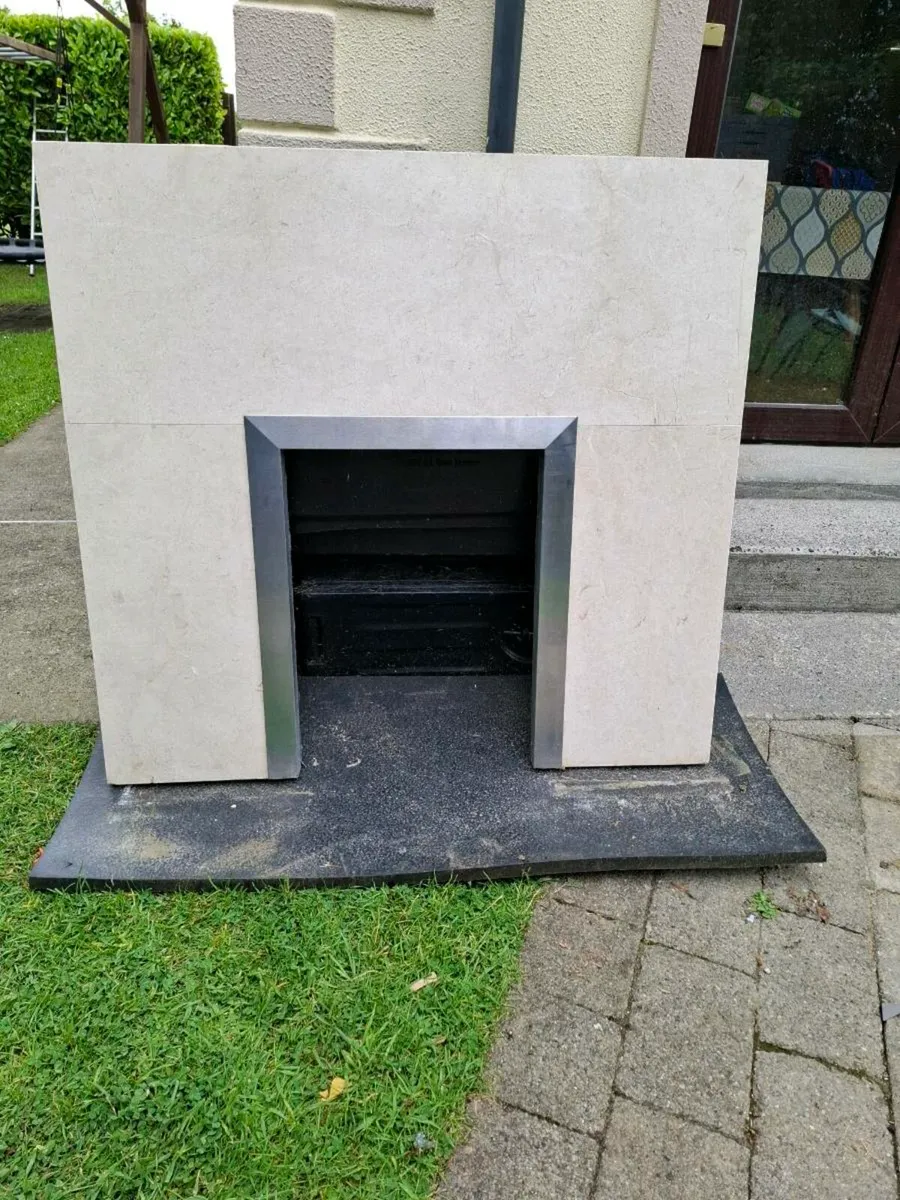 Cream marble fireplace insert
