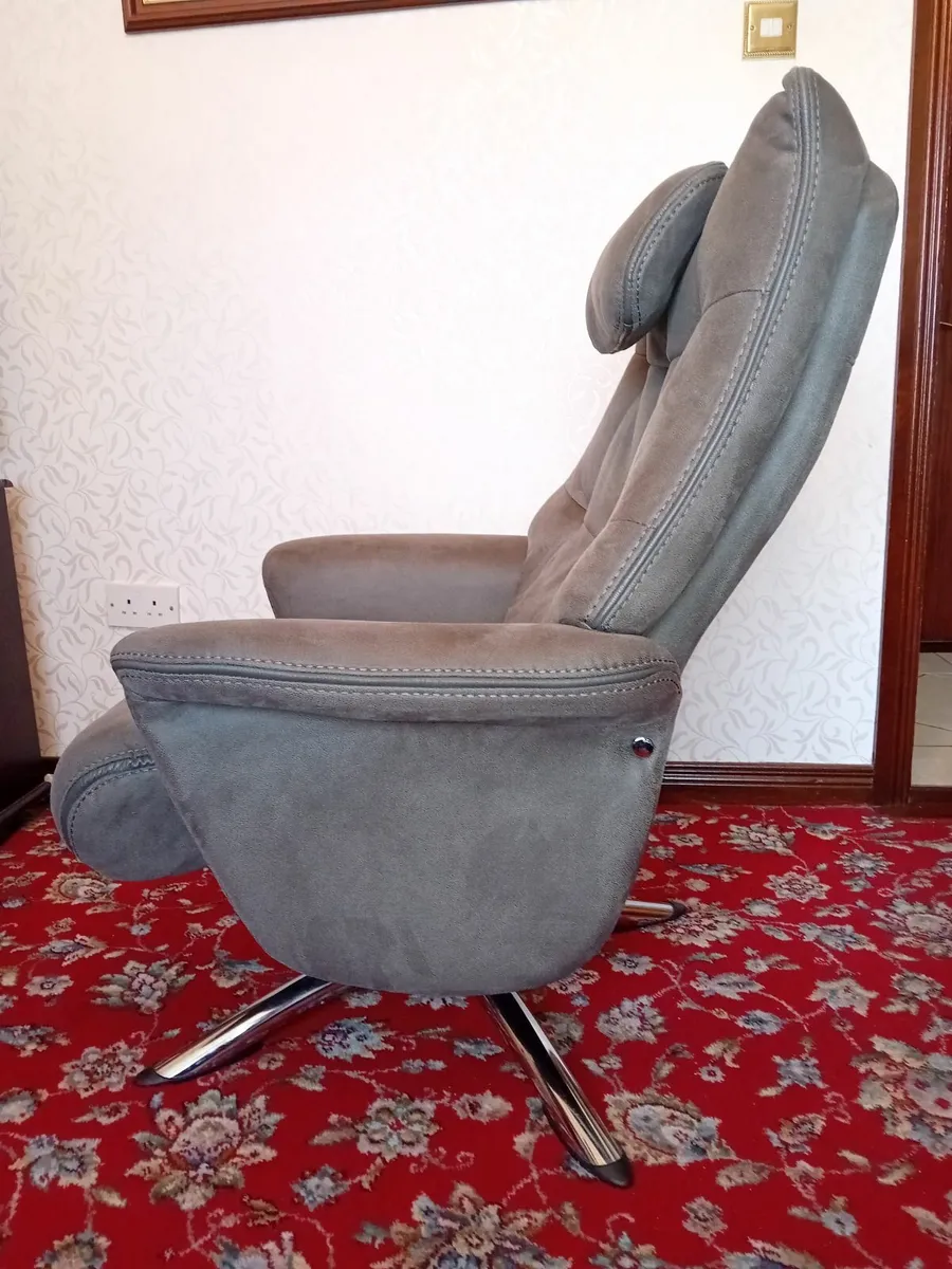 Suede Armchair, Rotates 360 and can Recline - Image 2