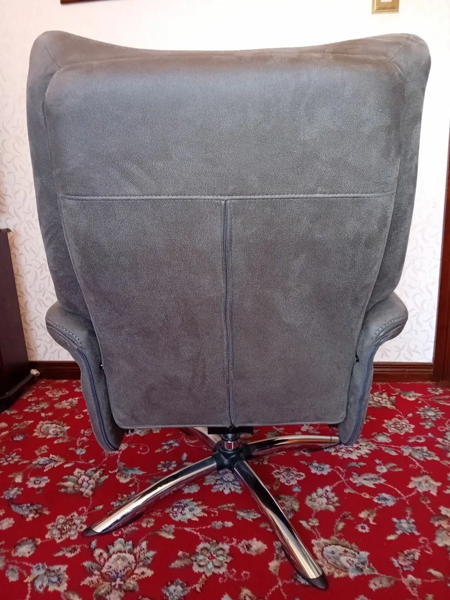 Suede Armchair, Rotates 360 and can Recline - Image 4