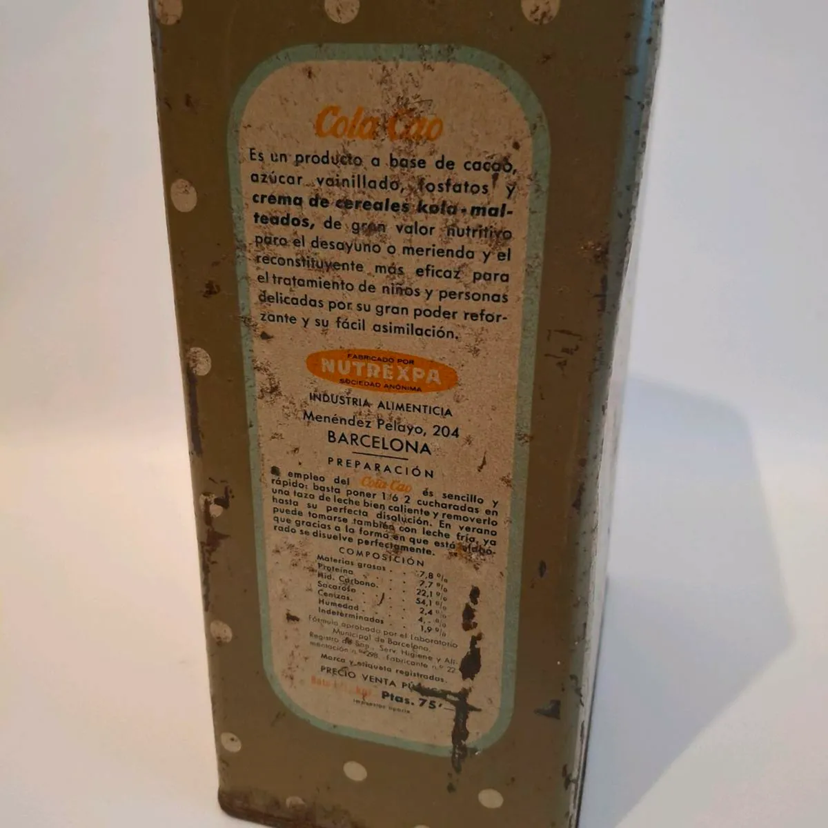 1950's Cola Cao Advertising Tin - Image 4