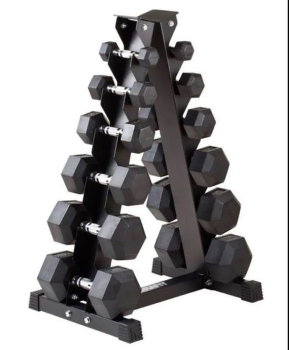 Hex Dumbbells 2.5kg - 25kg + storage rack (new)