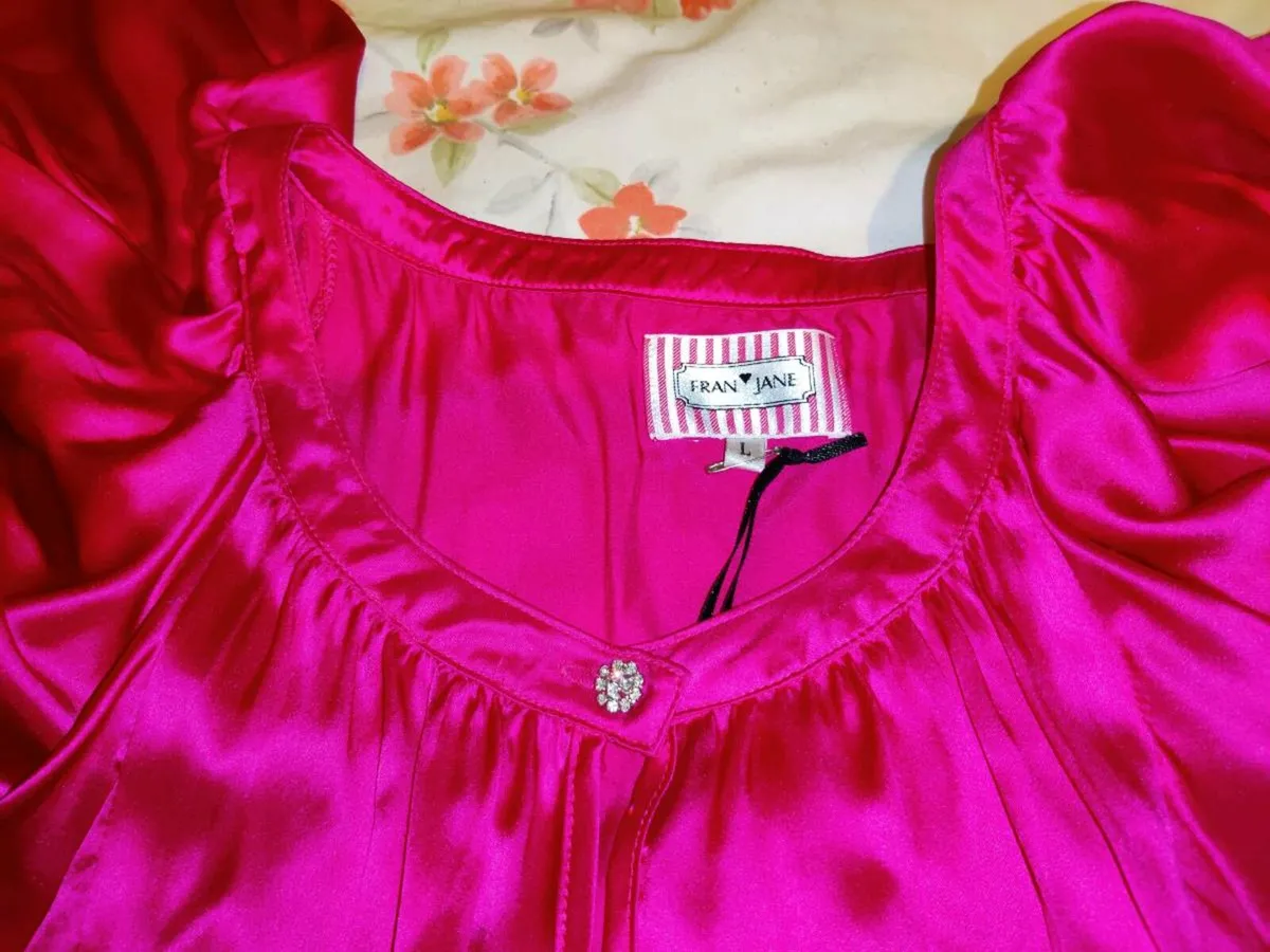 FRAN JANE DESIGNER, New Hot Pink Slip Over Blouse - Image 1