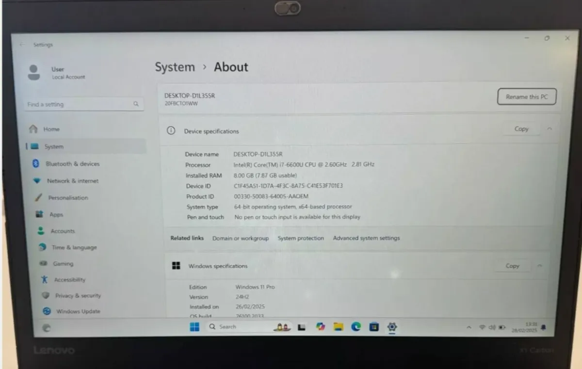 Lenovo ThinkPad X1 Carbon G4 i7 8GB RAM 256GB SSD - Image 3