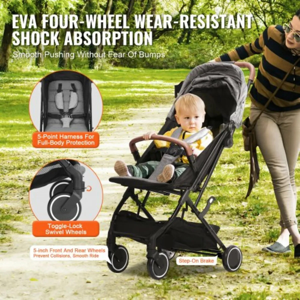 Standard Baby Infant Stroller, Toddler Stroller wi - Image 3