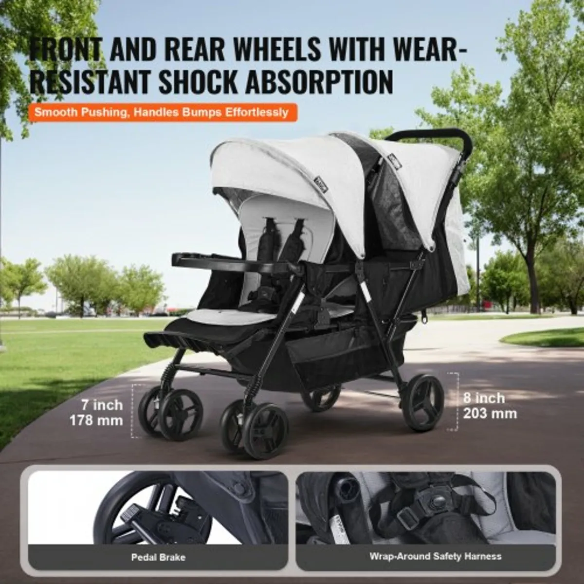 Double Stroller Foldable Lightweight Twin Tandem S - Image 2