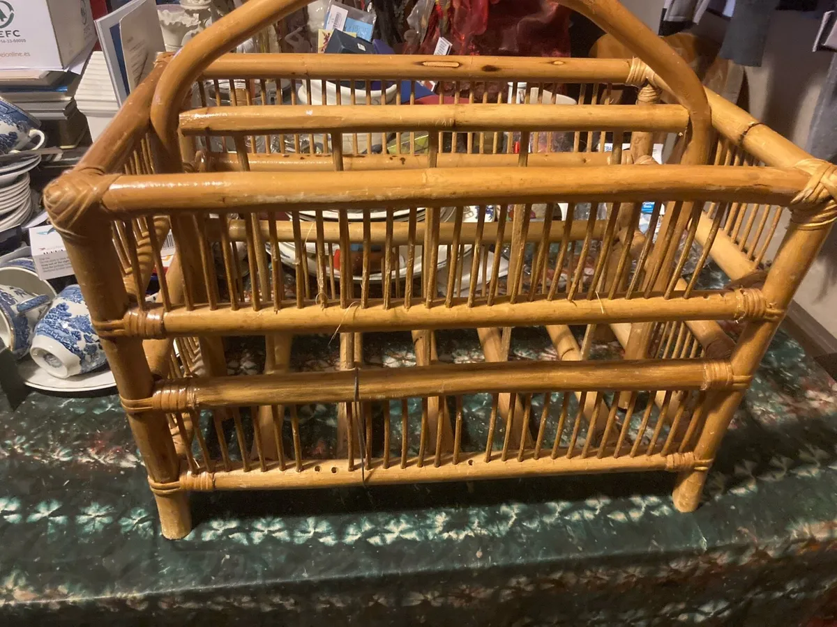 Vintage bamboo magazine holder - Image 1