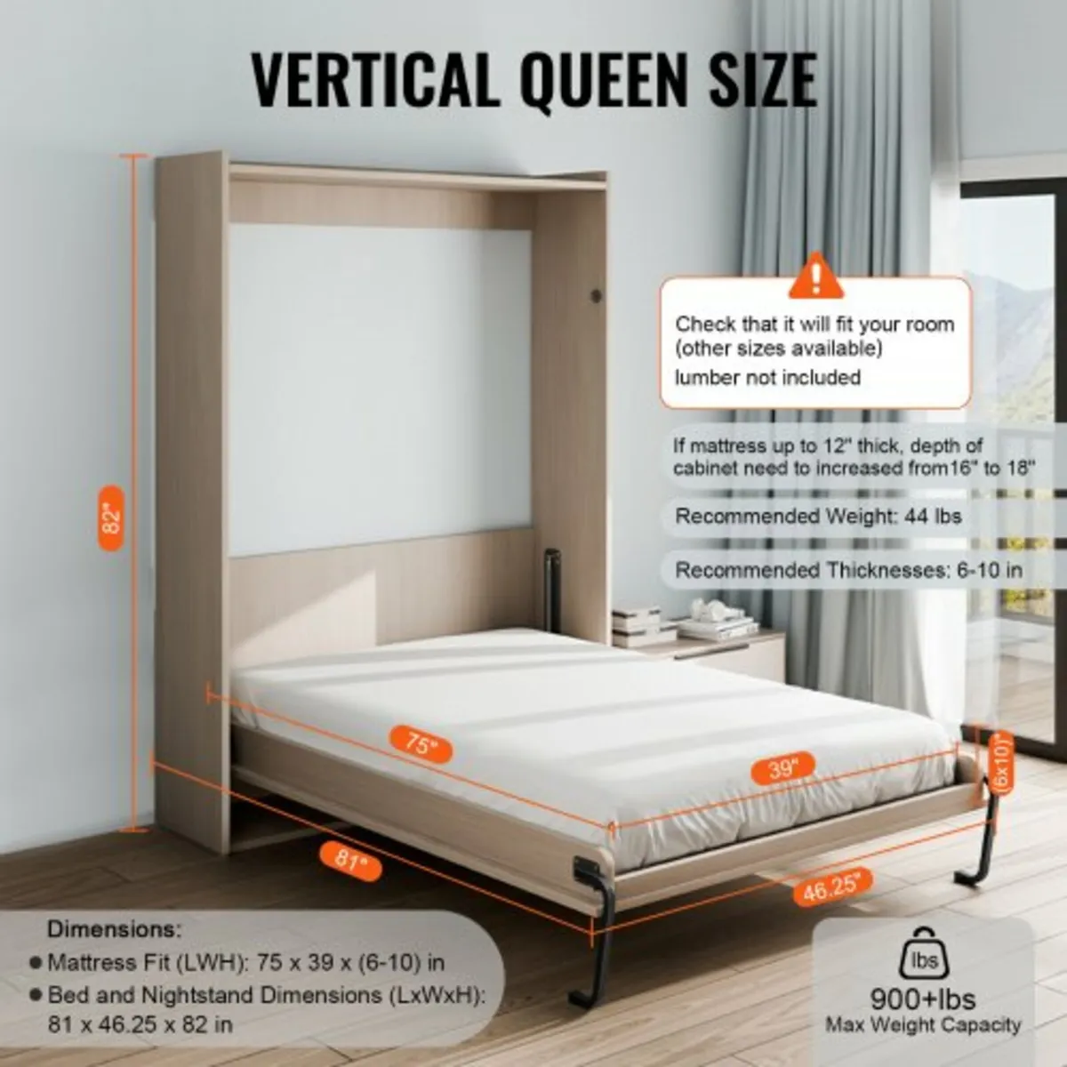 Murphy Bed Kit Twin Size Vertical Deluxe DIY Wall - Image 2